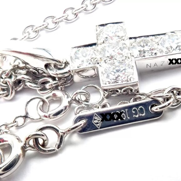 Authentic! Cartier 18k White Gold Diamond Cross Pendant Chain Necklace - Picture 8 of 13